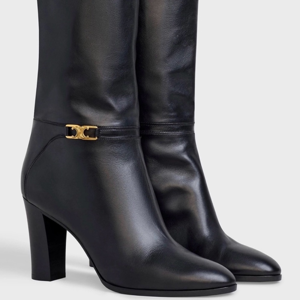 CELINE Claude Knee High Leather Boots size 39.5